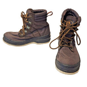 Hodgman Brown High-Top Spiked Felt Bottom Fishing Wading Wader Boots Size 9